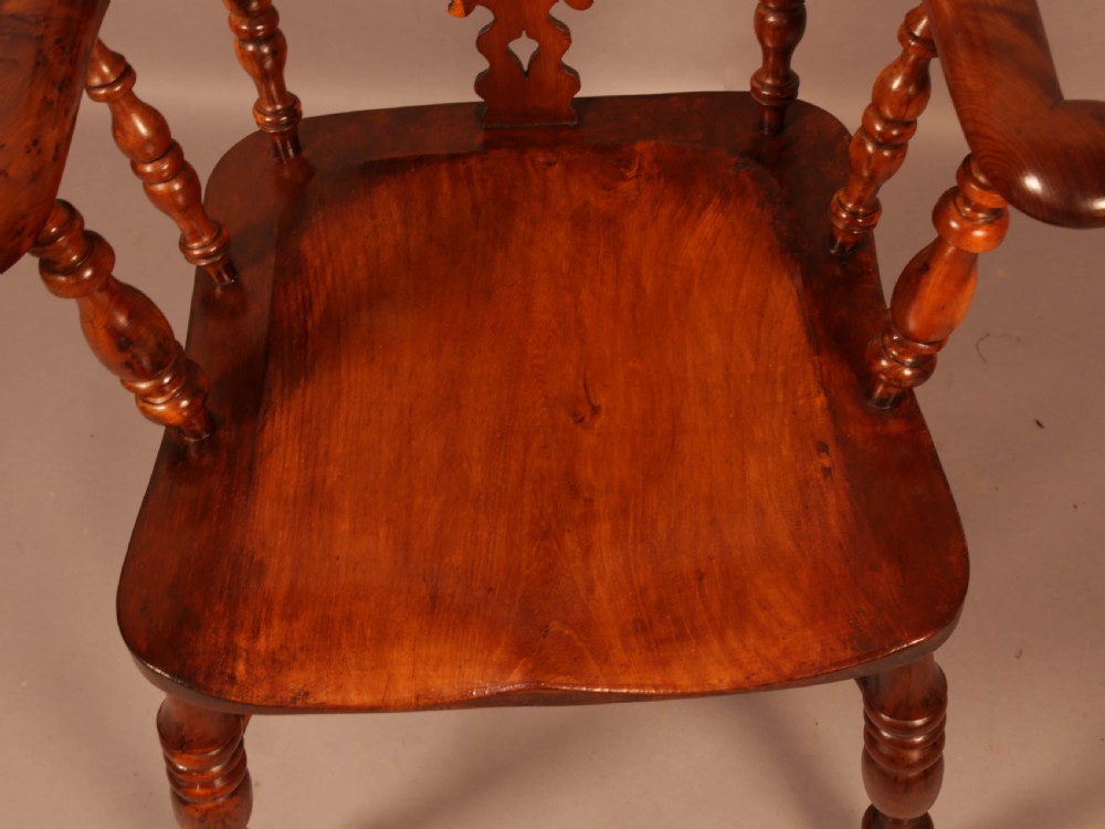 A Yew Wood Broad Arm Windsor chair Allsop Worksop View IX