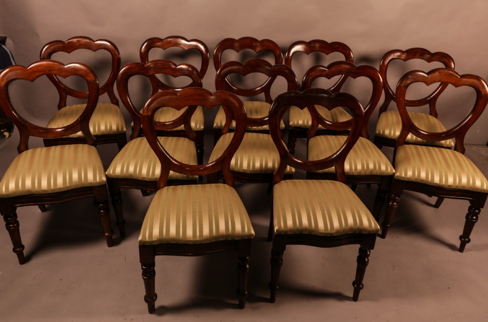 A Good Set of 12 Victorian Mahogany Balloon Back Dining Chairs View II