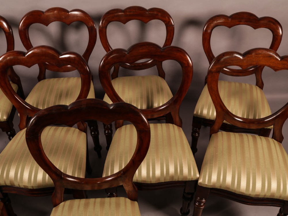 A Good Set of 12 Victorian Mahogany Balloon Back Dining Chairs View IV
