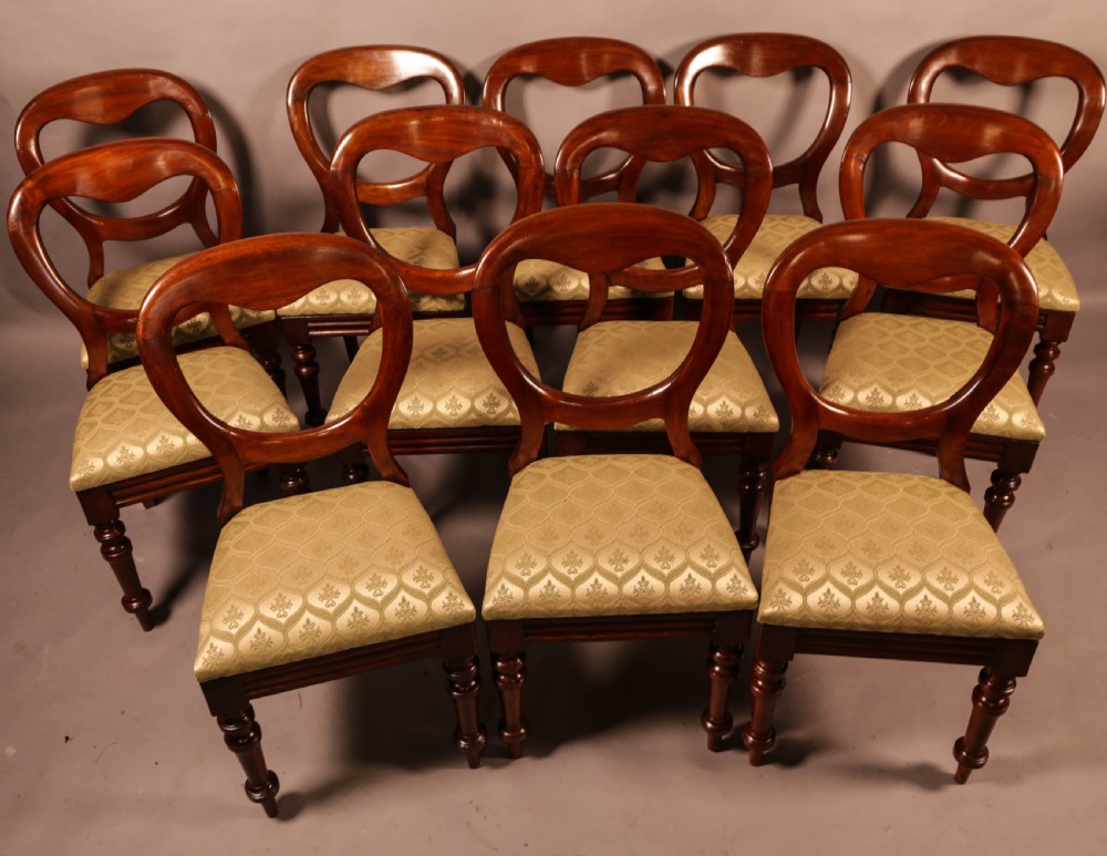 A Quality Set of 12 Victorian Balloon Back Dining Chairs View II