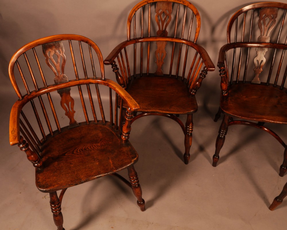 A Set of 4 Yew Tree Windsor Chairs Rockley Workshop View III
