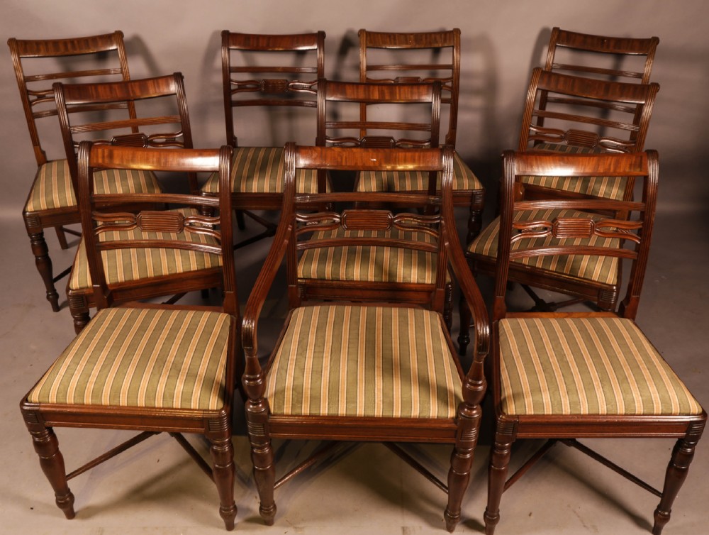 A Rare set of 10 Regency Period Mahogany Dining Chairs
