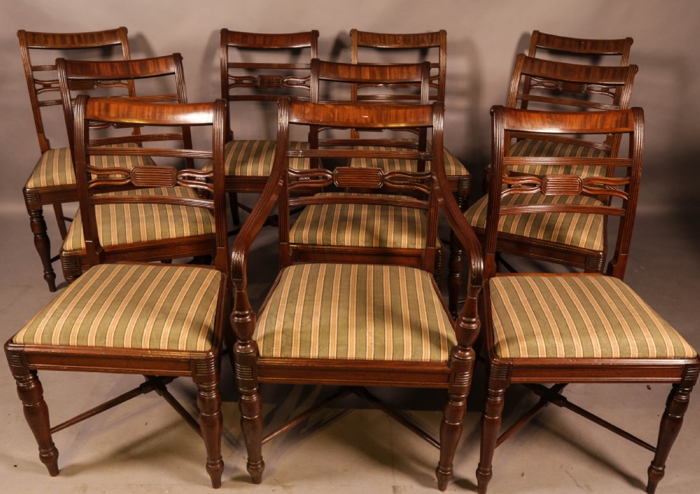 A Rare set of 10 Regency Period Mahogany Dining Chairs View II