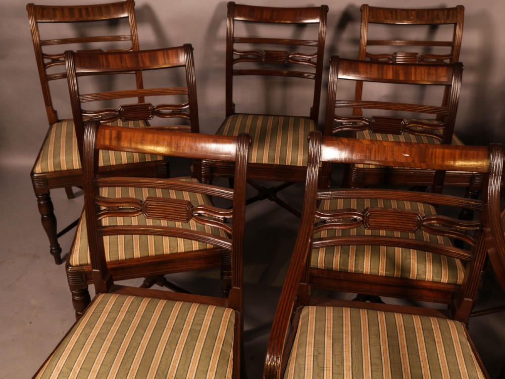 A Rare set of 10 Regency Period Mahogany Dining Chairs View III