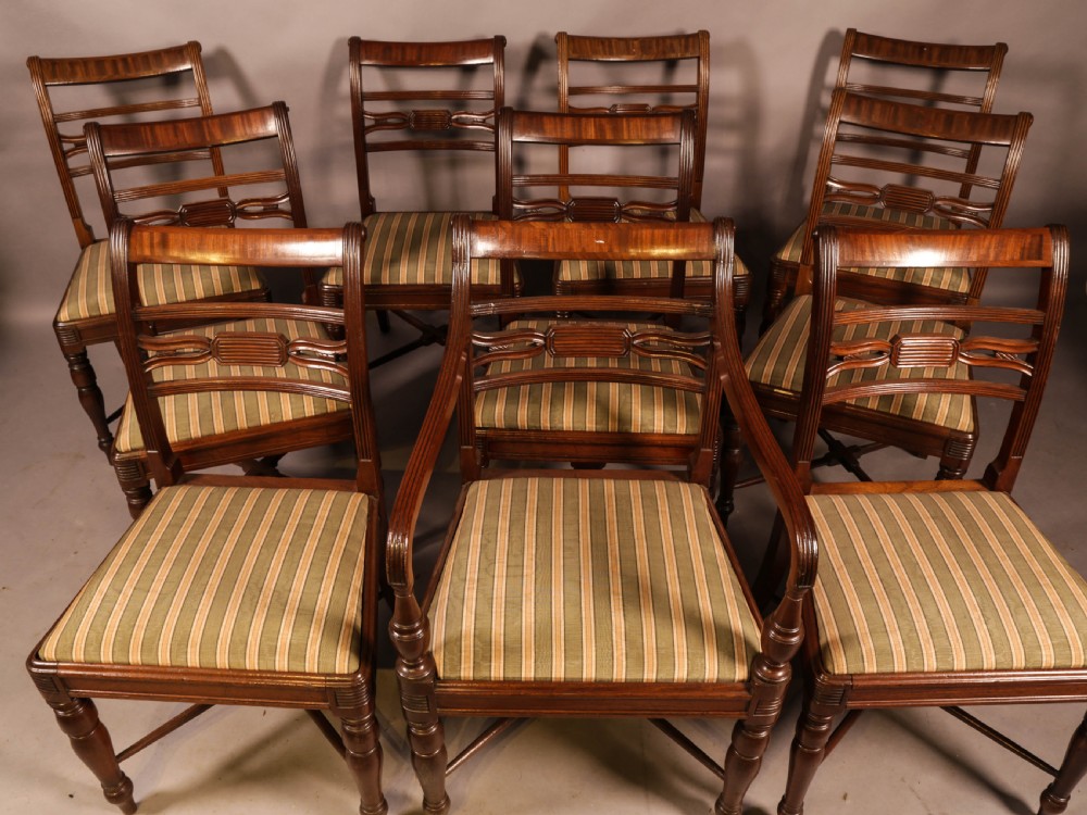 A Rare set of 10 Regency Period Mahogany Dining Chairs View V