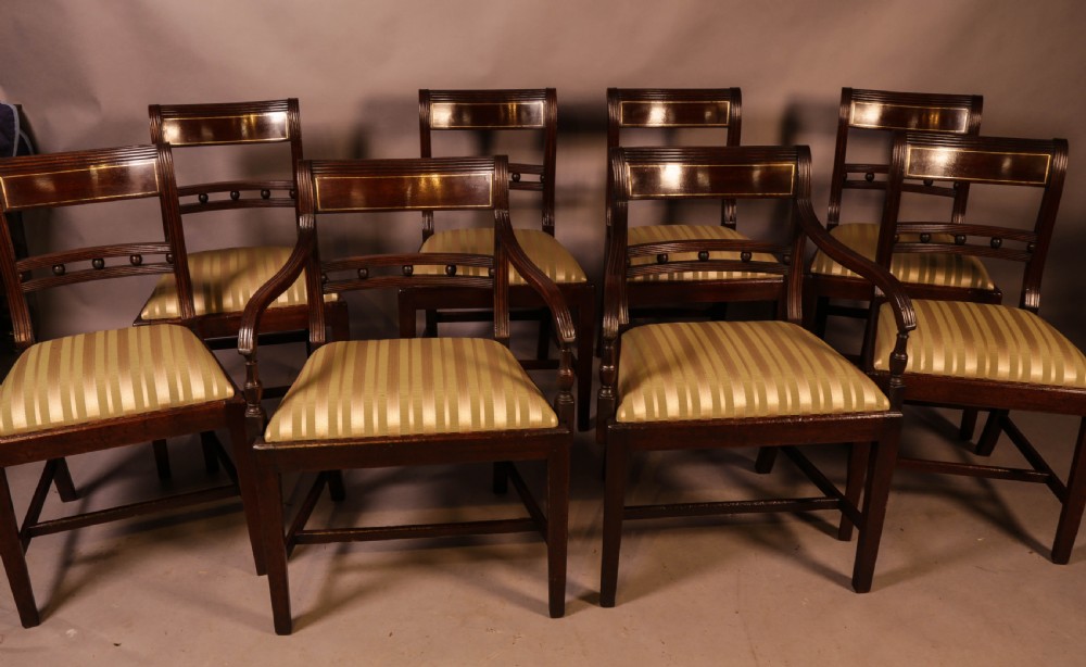 A Good Set of 8 Regency period Dining Chairs in Mahogany View II