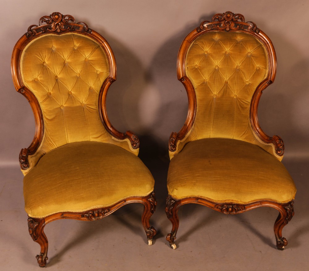 Matching Pair of Victorian Salon Chairs