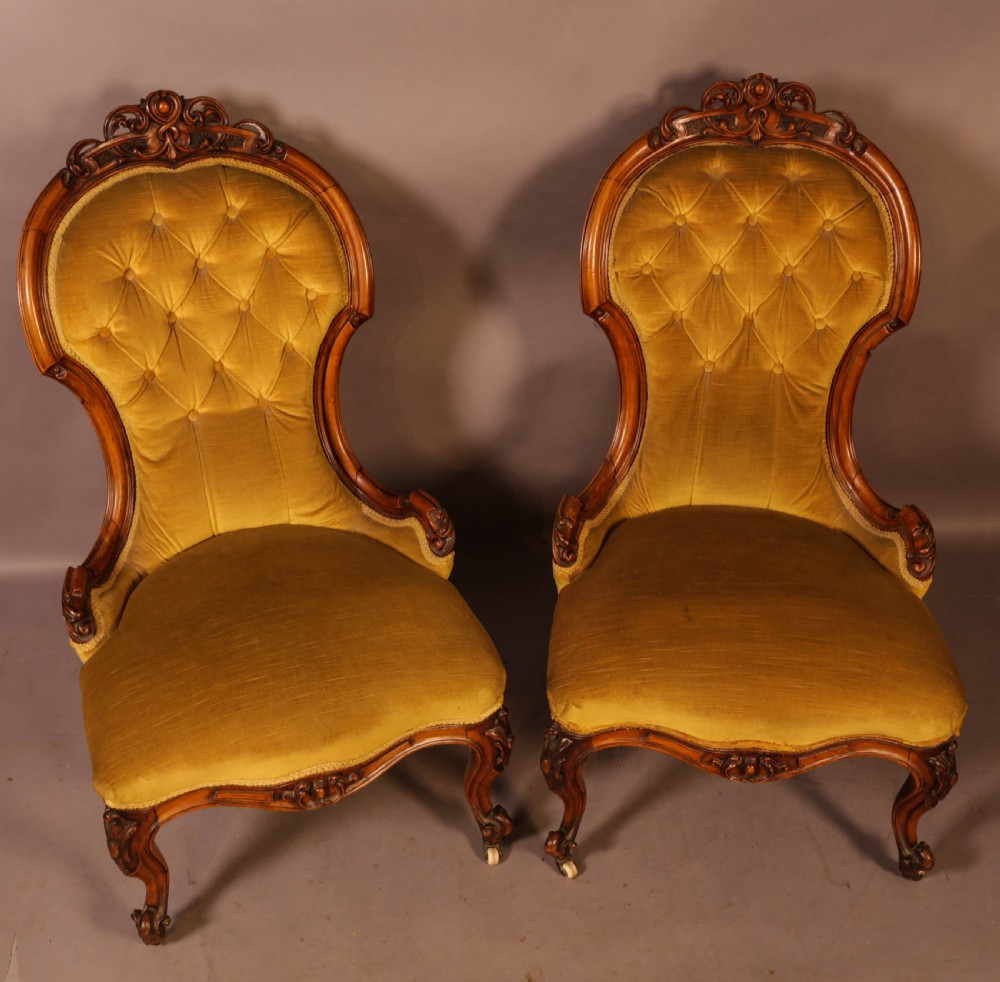 Matching Pair of Victorian Salon Chairs View II