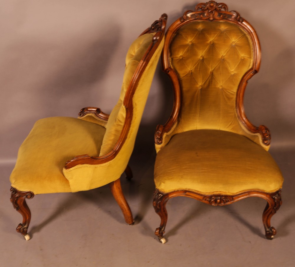 Matching Pair of Victorian Salon Chairs View VI