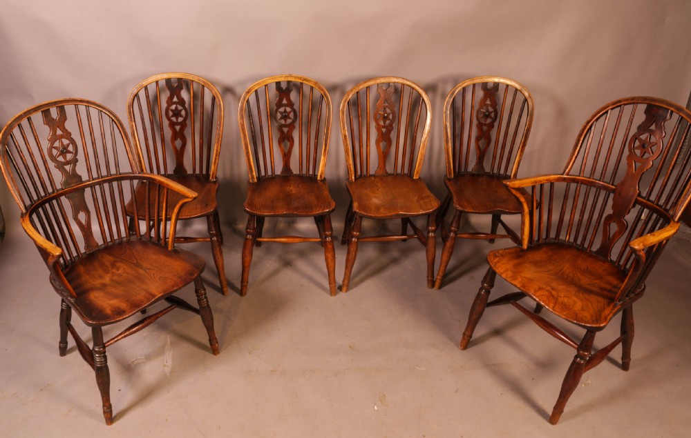 A Set of 6 Kitchen Windsor Chairs Ash and Elm Thames Valley