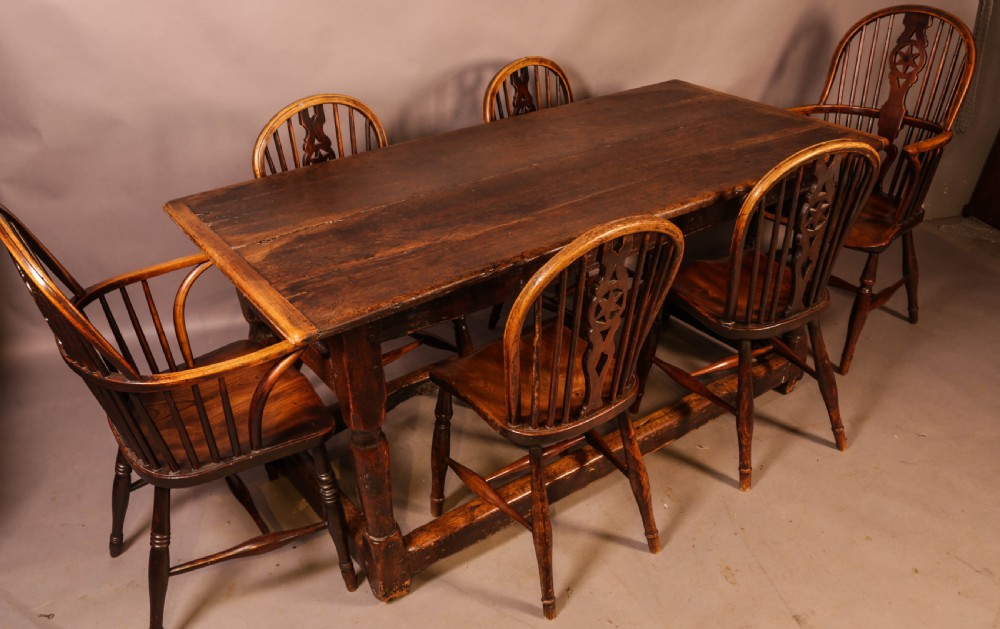 A Set of 6 Kitchen Windsor Chairs Ash and Elm Thames Valley View XXIII