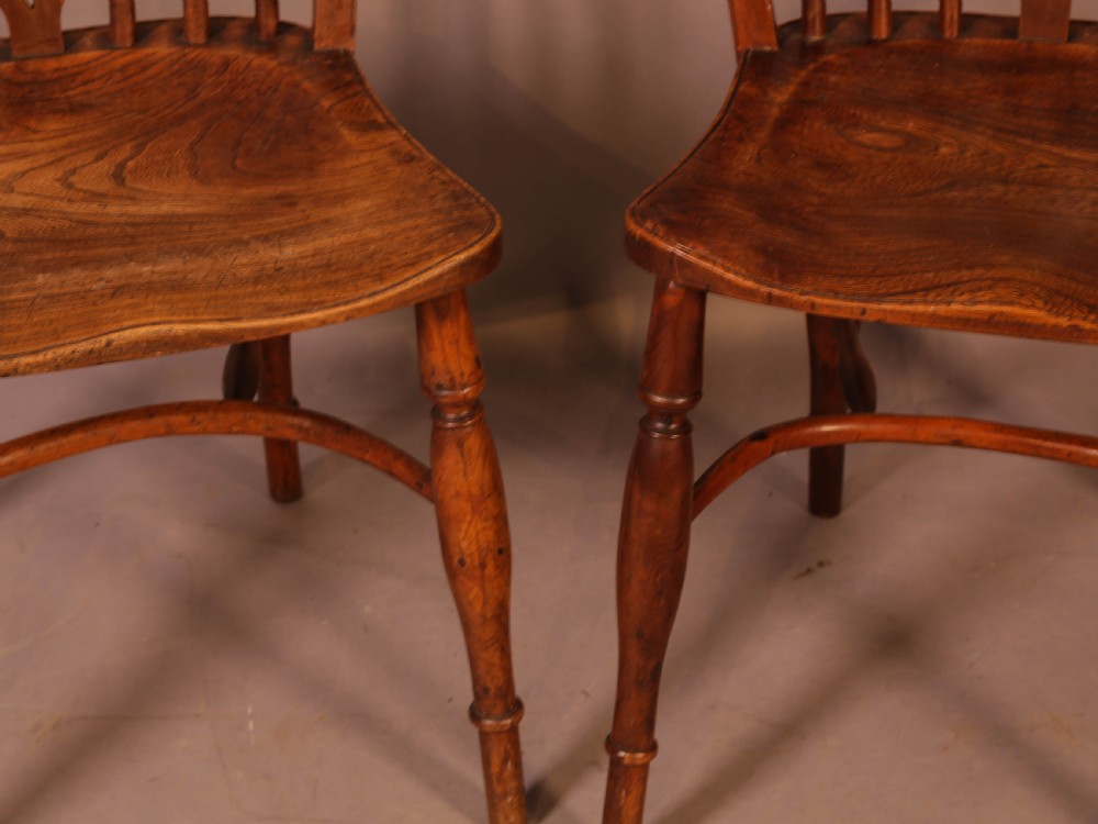 A Pair of Lincolnshire Yew Wood Kitchen Chairs View V