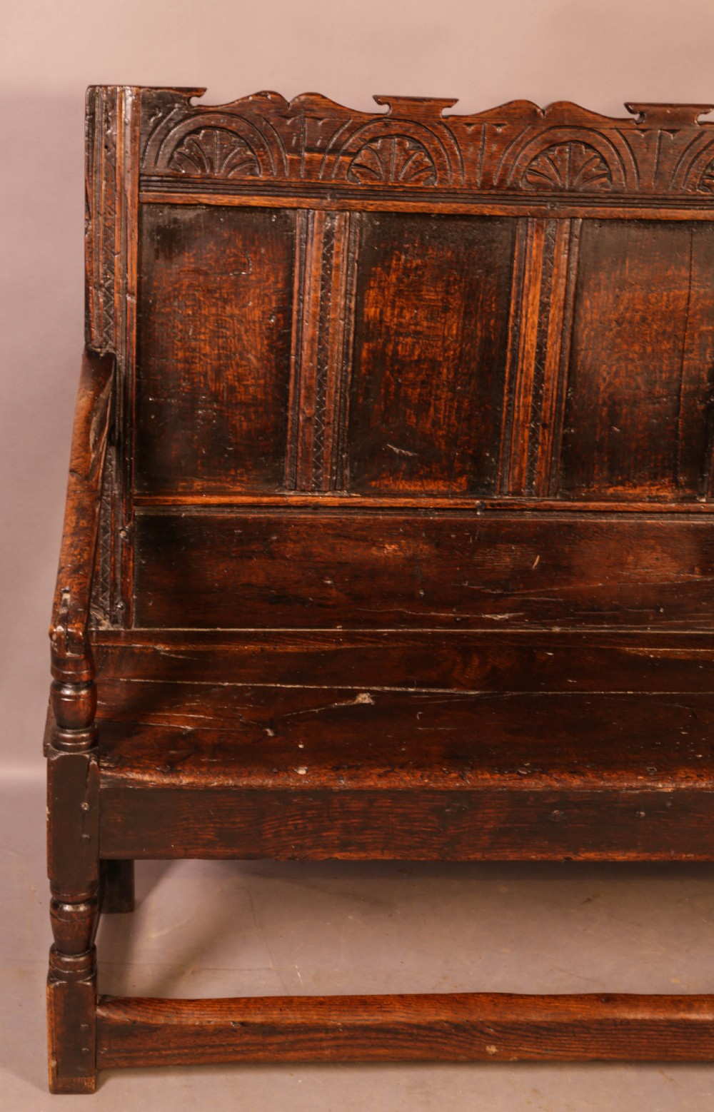 A 17th century Oak Settle View VI