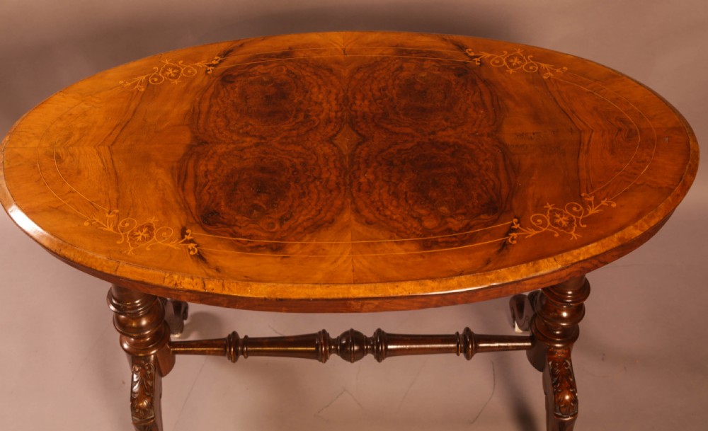 A Victorian Burr Walnut Window Table View IV