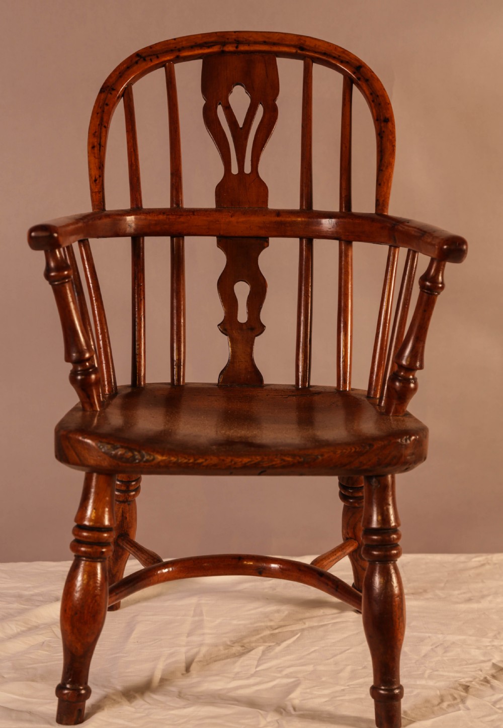 A Rare Childs Yew Wood Windsor Stamped Fred Walker
