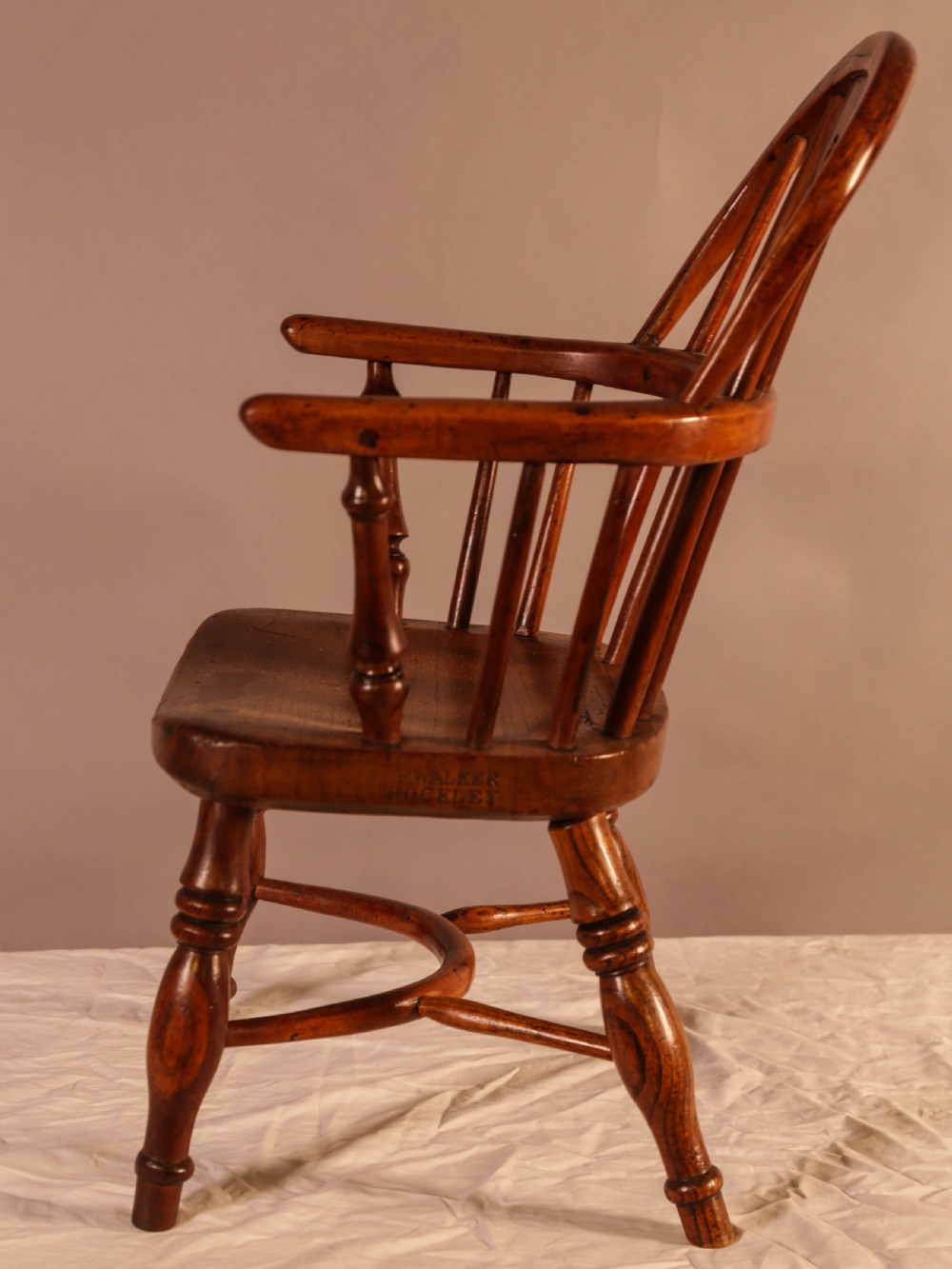A Rare Childs Yew Wood Windsor Stamped Fred Walker View III