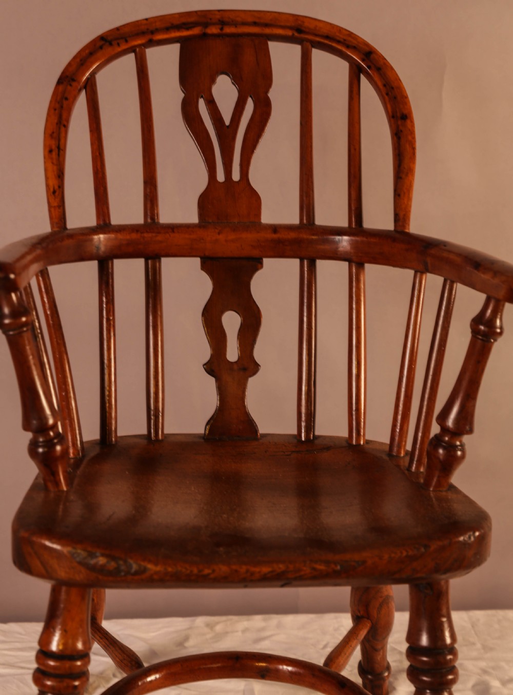 A Rare Childs Yew Wood Windsor Stamped Fred Walker View X