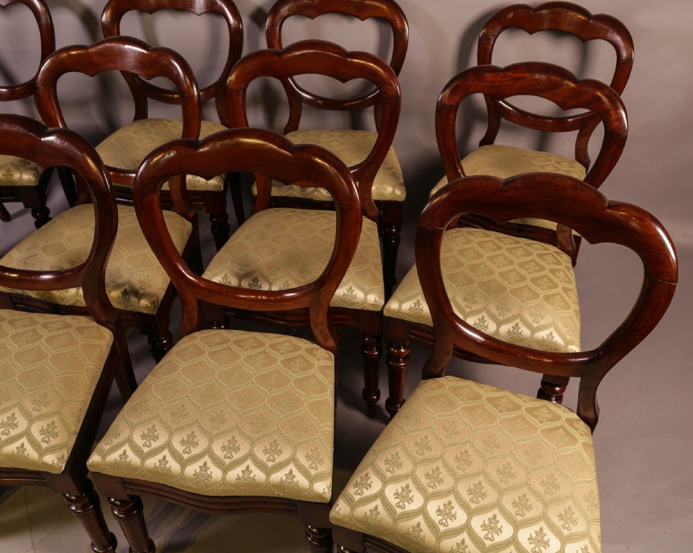 A Set of 12 Victorian Mahogany Balloon Back Dining Chairs View IV