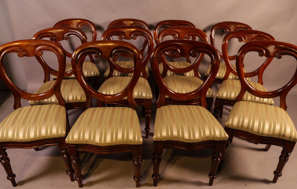A Set of 12 Victorian Mahogany Balloon Back Dining Chairs View II