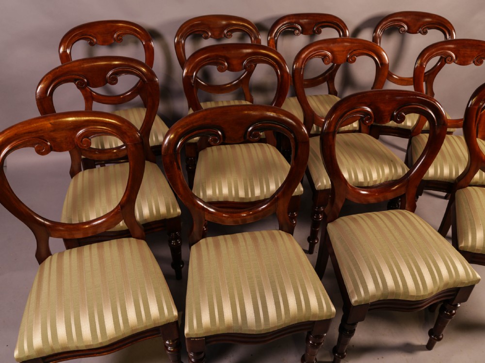 A Set of 12 Victorian Mahogany Balloon Back Dining Chairs View IV