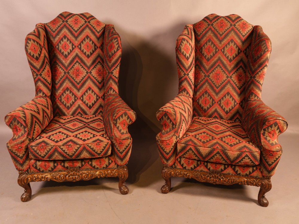 A Very Good Pair of  Wing Armchairs in the style of George II View XI