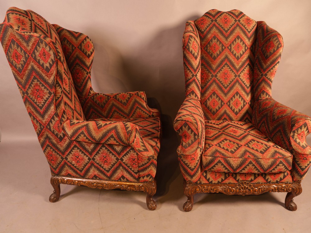 A Very Good Pair of  Wing Armchairs in the style of George II View XVI