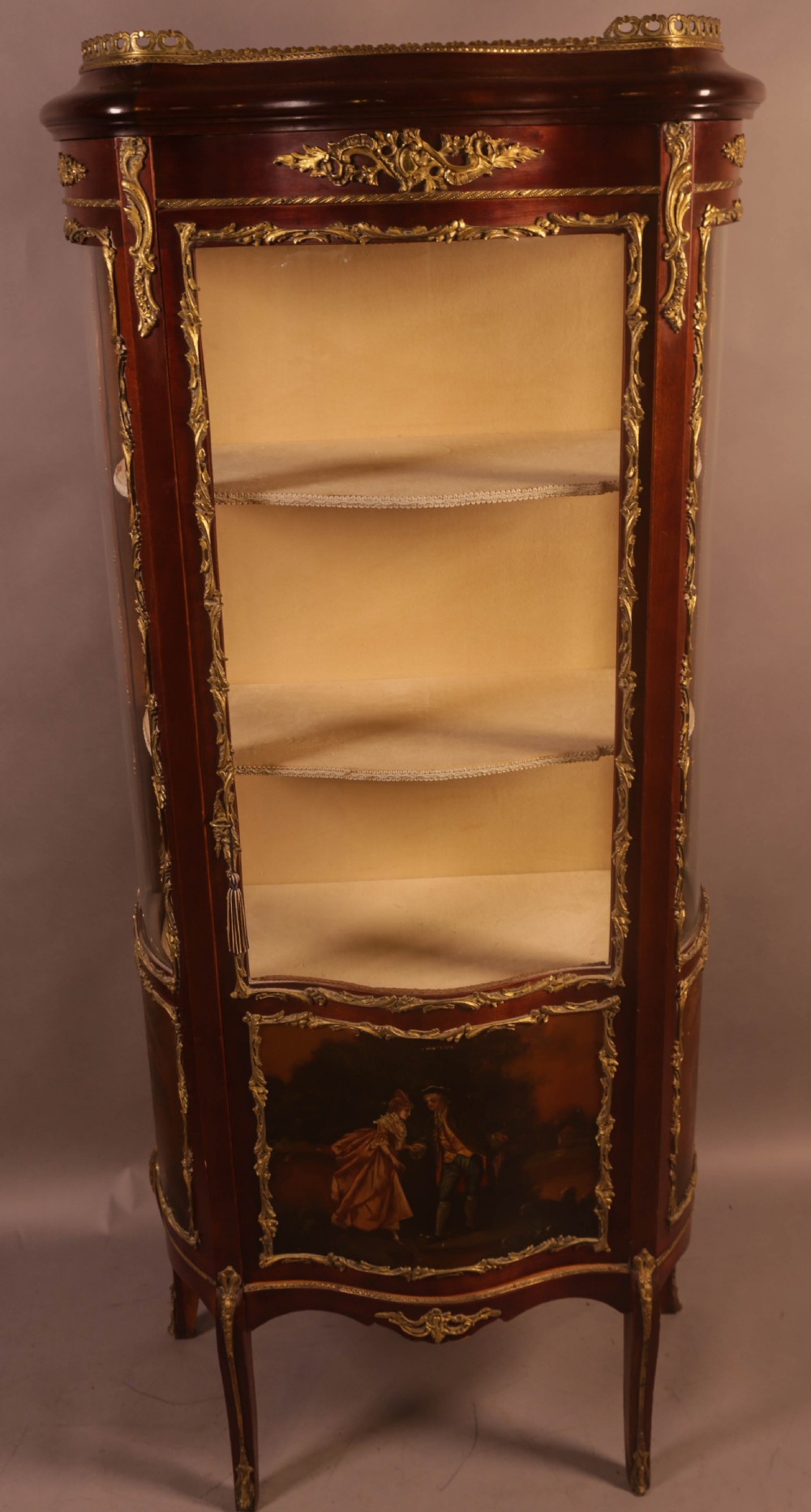 A Good Quality French Serpentine Front Display Cabinet