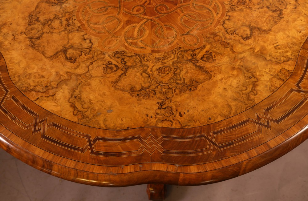 A Stunning Quality Victorian Burr Walnut Centre Table Exhibition quality View V
