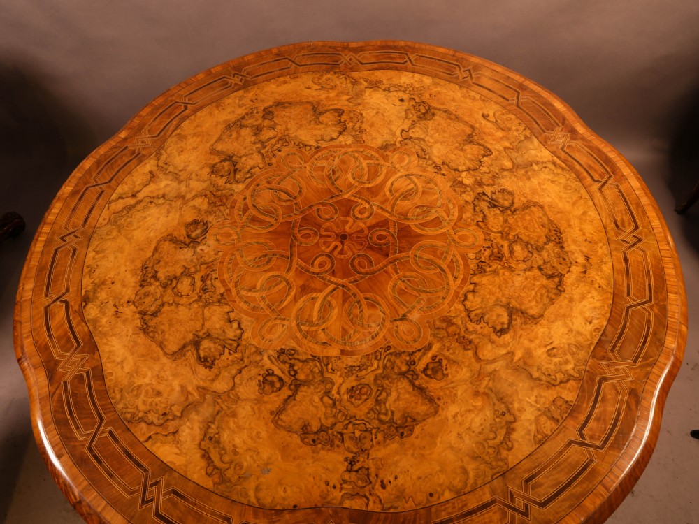 A Stunning Quality Victorian Burr Walnut Centre Table Exhibition quality View VII