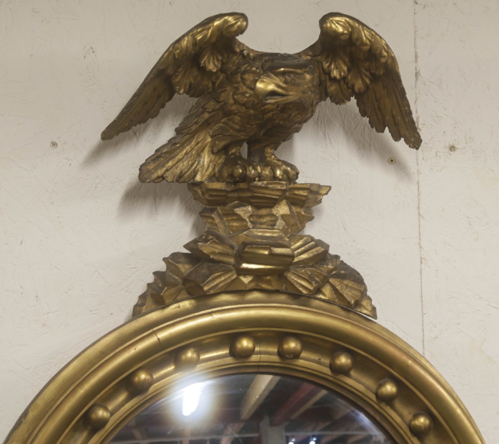 Regency Period Convex Mirror Eagle pediment View II