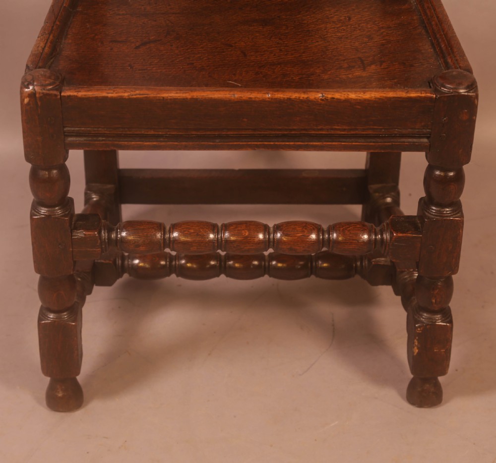 A 17th century Oak Back Stool View V