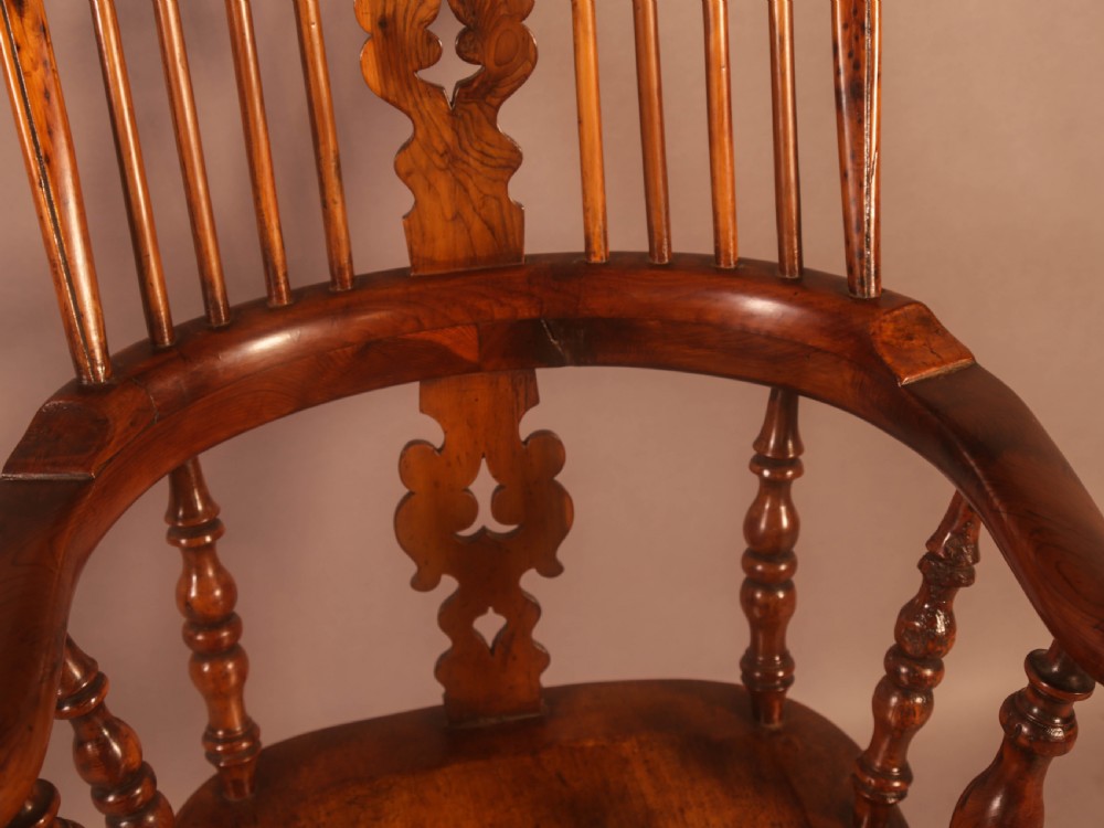 A Very Good 19th century Broad Arm Yew Windsor Chair View X