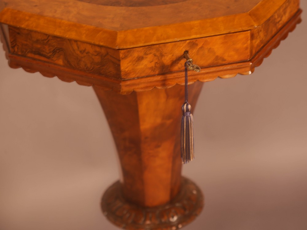 A Victorian Hexagonal Ladies Sewing Table in Figured Walnut View VII