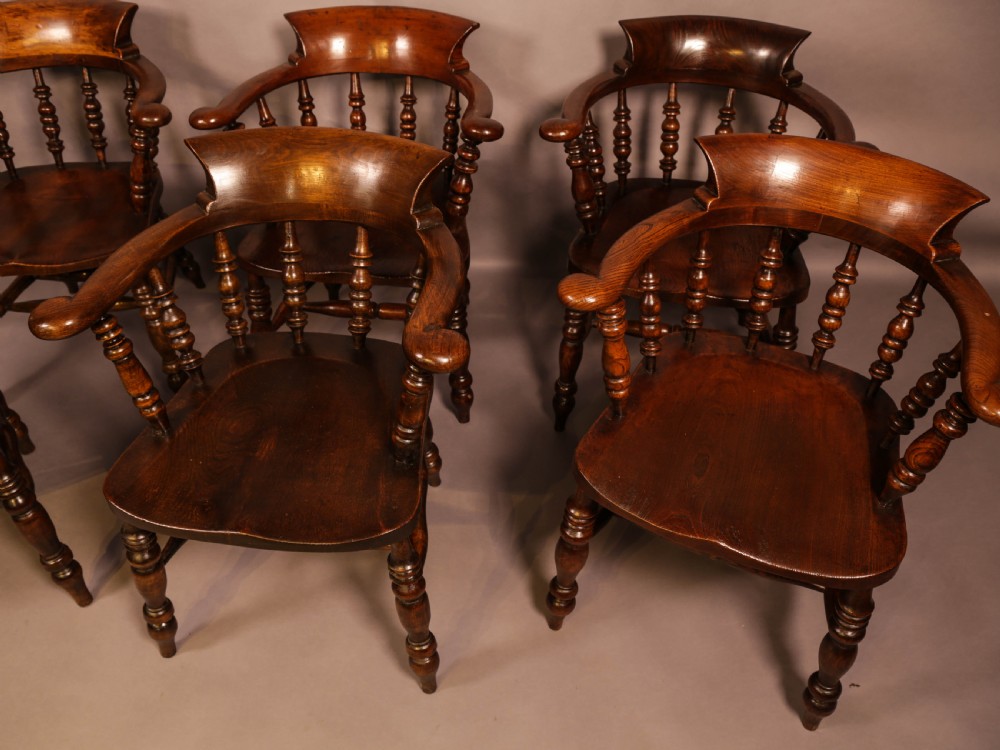 A  Harlequin Set of 6 Victorian Captains Chairs View III
