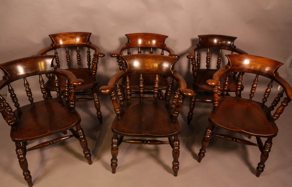 A  Harlequin Set of 6 Victorian Captains Chairs View V
