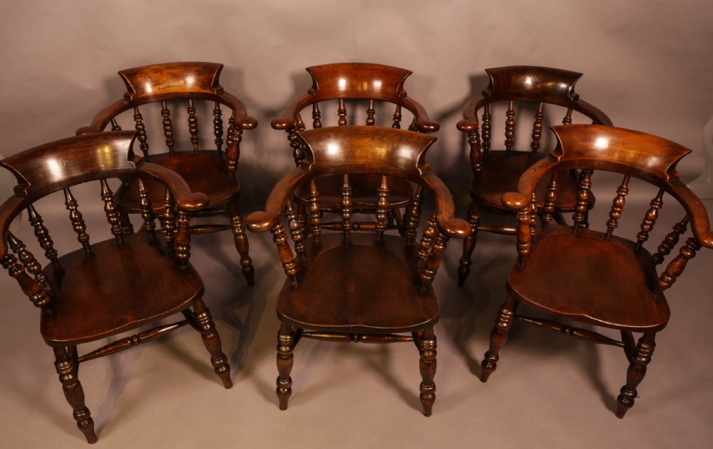 A  Harlequin Set of 6 Victorian Captains Chairs View VI