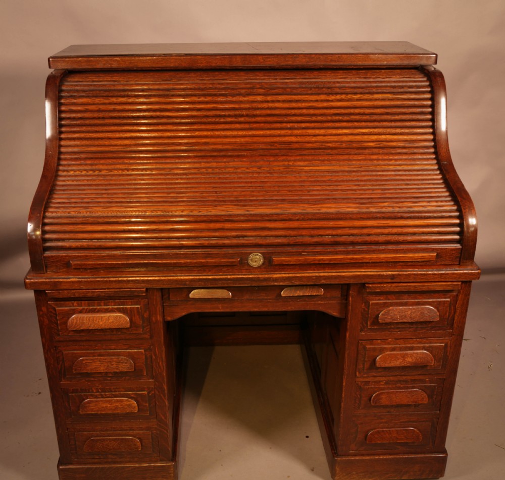 A good Oak Roll Top Desk by Maples London View III