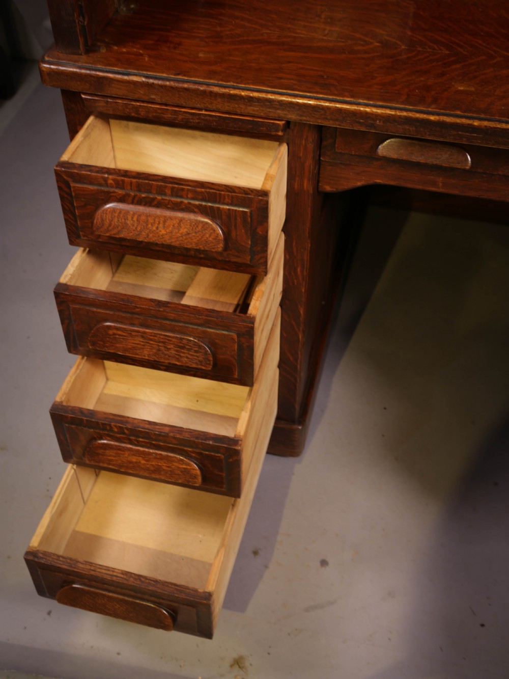 A good Oak Roll Top Desk by Maples London View XI