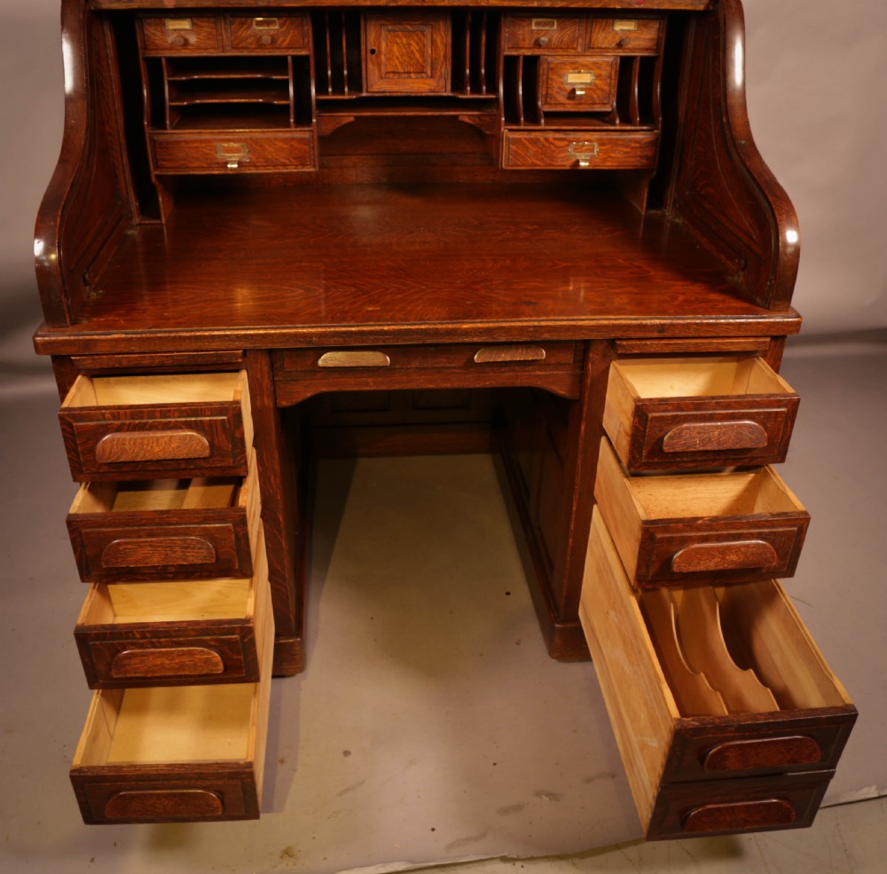 A good Oak Roll Top Desk by Maples London View XII