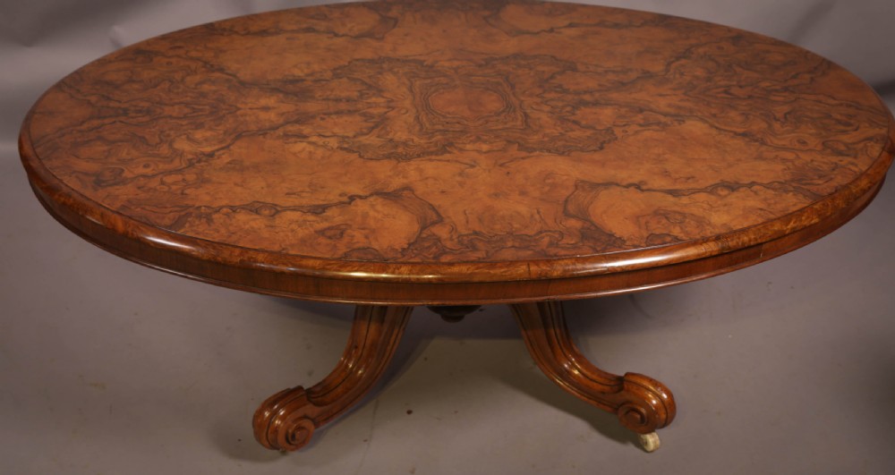 Victorian Coffee Table in Burr Walnut cabriole legs