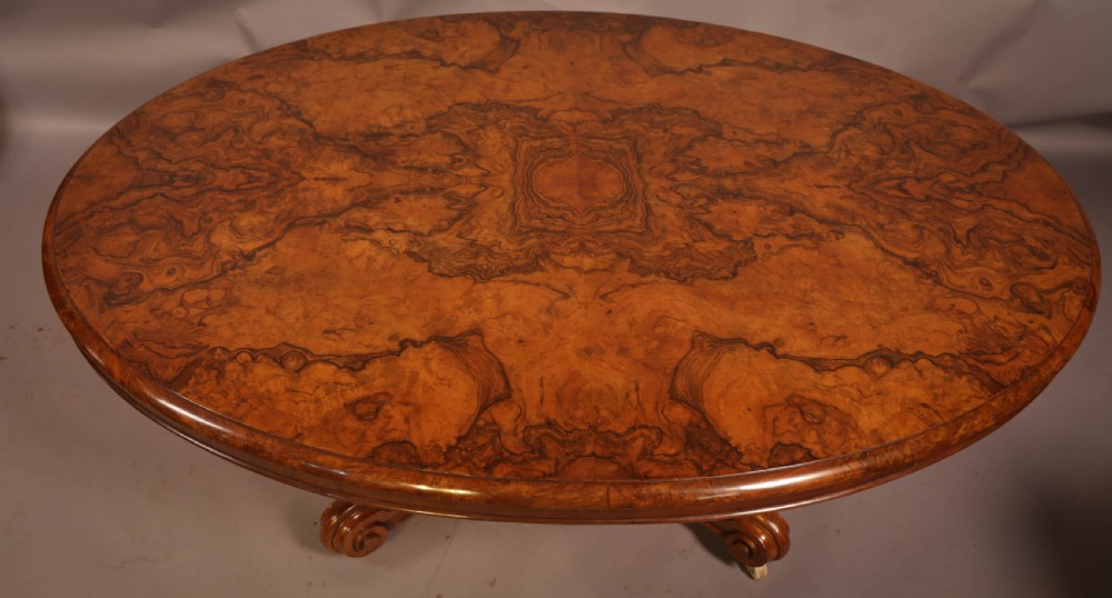 Victorian Coffee Table in Burr Walnut cabriole legs View II
