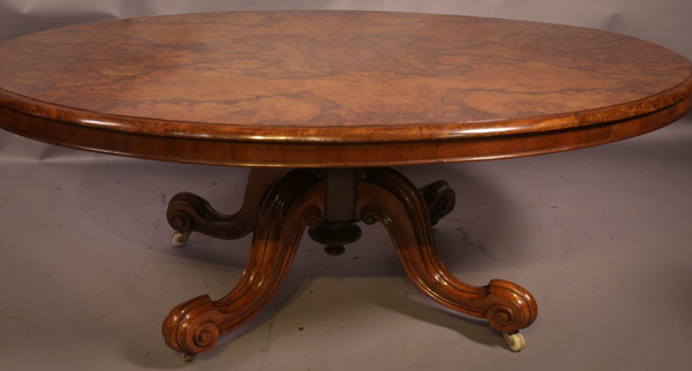 Victorian Coffee Table in Burr Walnut cabriole legs View V
