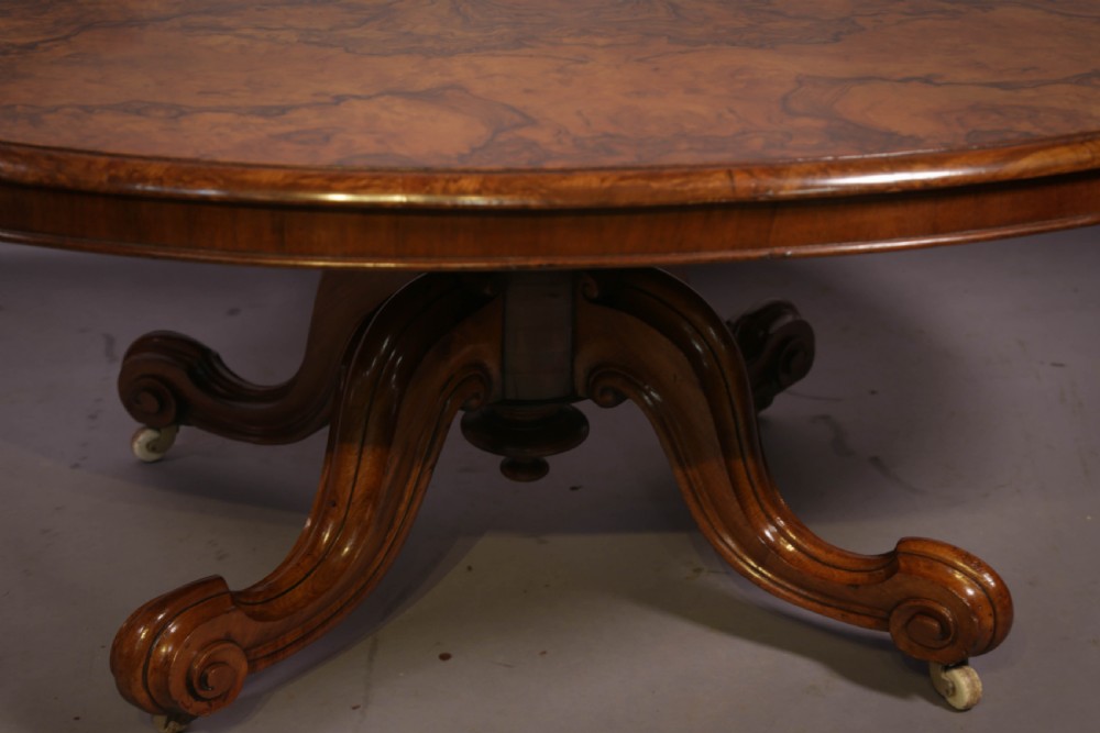 Victorian Coffee Table in Burr Walnut cabriole legs View VI