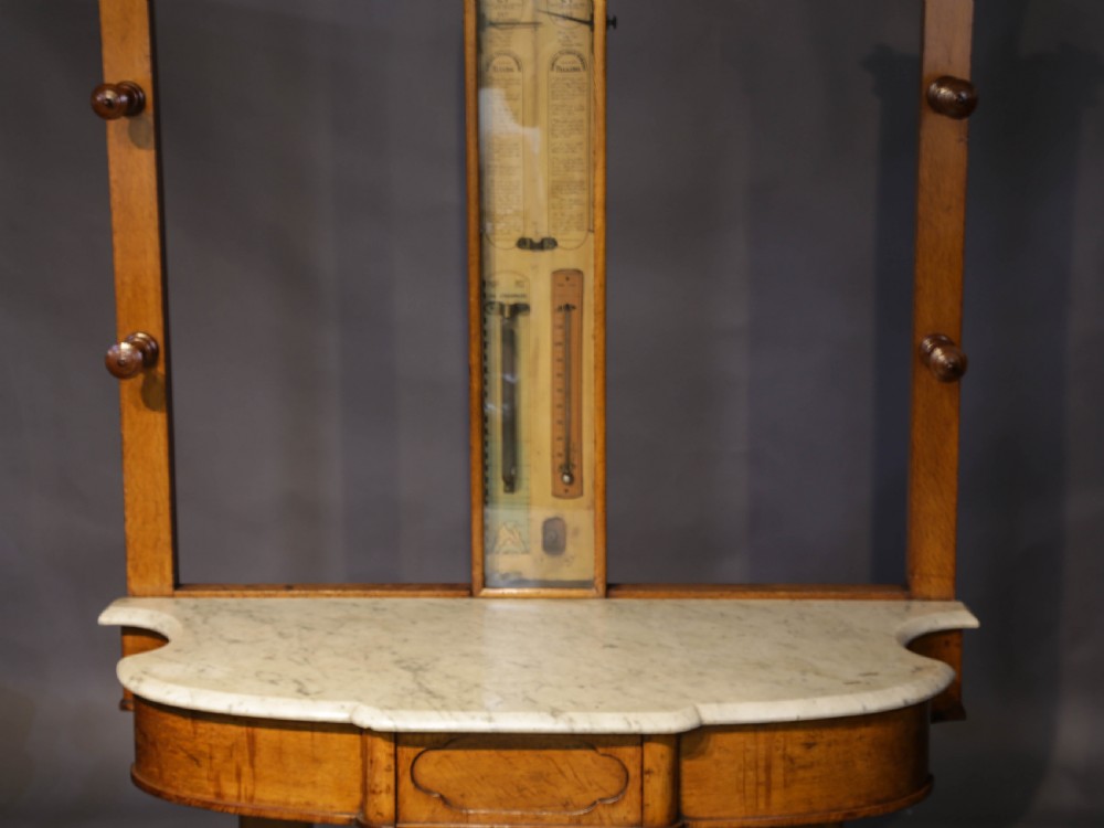 Unusual Oak Hall Stand with Fitzroy Type Barometer View III