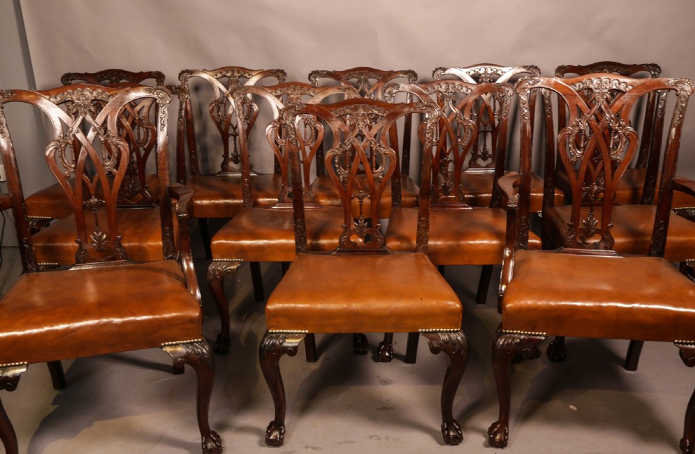 A Rare set of 12 Victorian Chippendale Dining Chairs Marsh Jones and Cribb View II