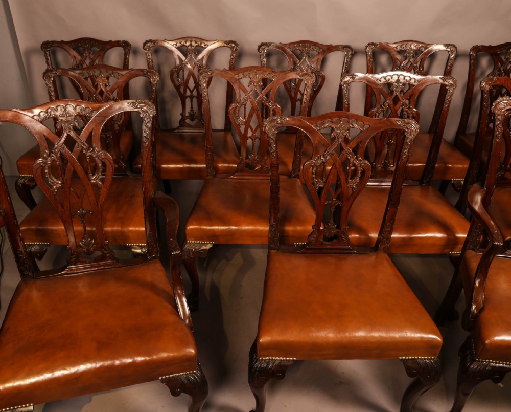 A Rare set of 12 Victorian Chippendale Dining Chairs Marsh Jones and Cribb View III