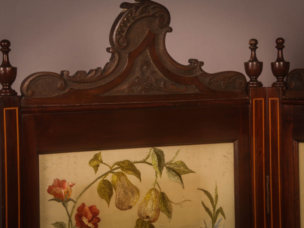 A Super 2 fold screen needle work music and flowers View IV