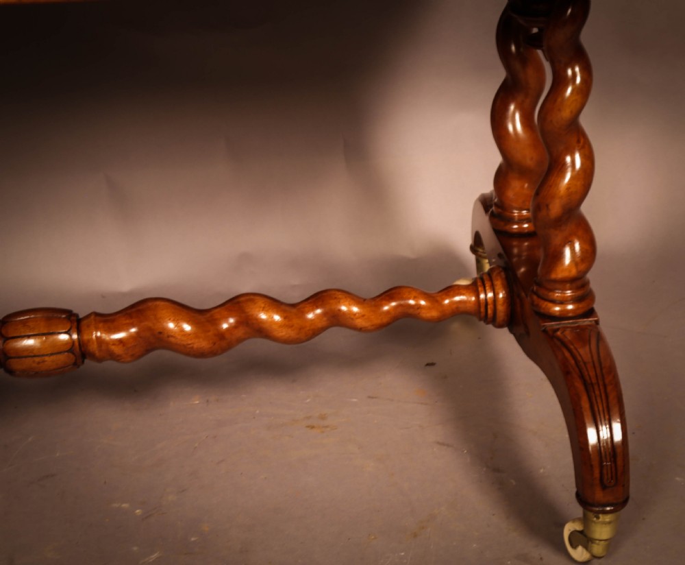 A Victorian Burr Walnut Library Table Inlaid View IX