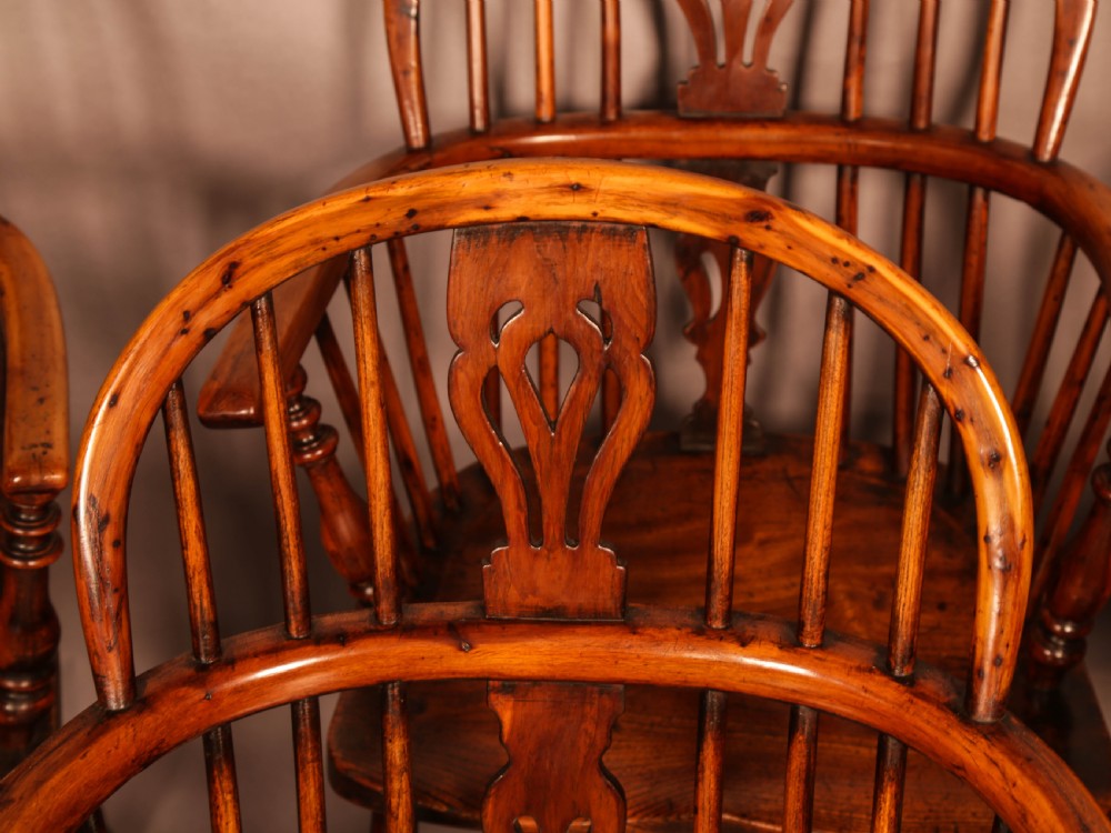 A Rare set of 8 Yew Wood Windsor Chairs Rockley Maker View V