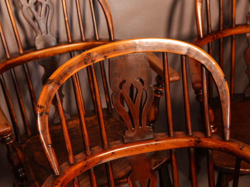 A Rare set of 8 Yew Wood Windsor Chairs Rockley Maker View VII